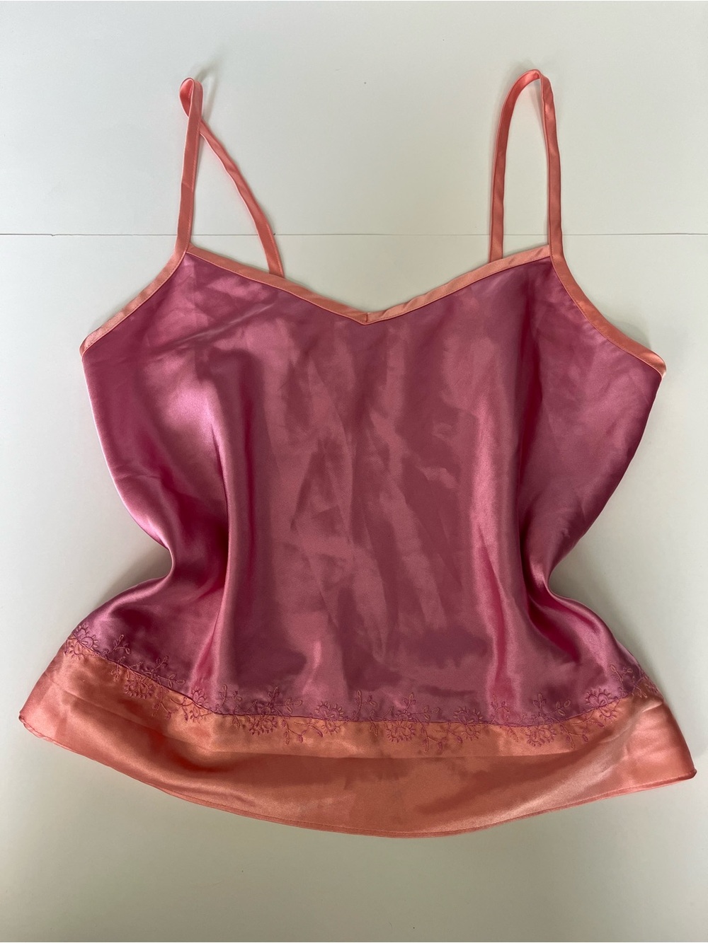 Secret Treasures Pink Satin Cami with Peach Trim